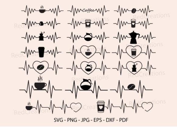 20 Coffee Heartbeat SVG: Graphics for Crafts