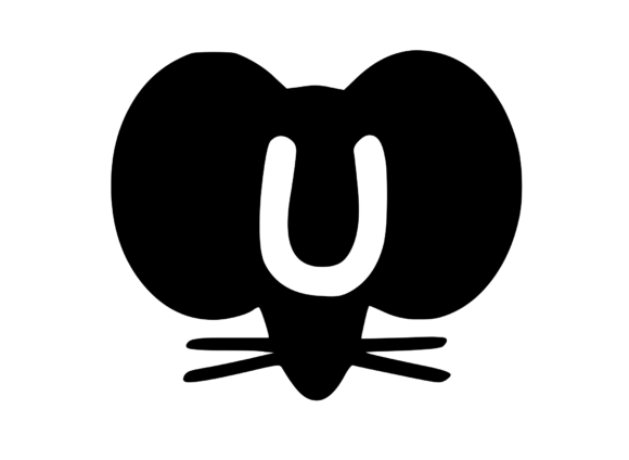 Cute Cartoon Mouse with Mono U: Graphics for Crafts