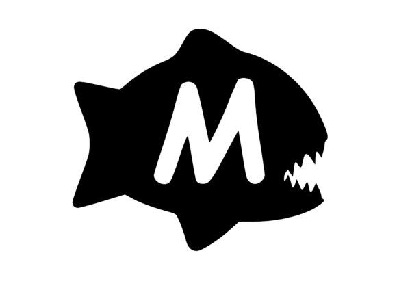 Piranha Fish with Playful Mono M: Graphics for Crafts