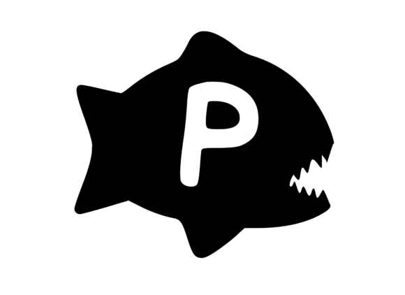 Piranha Fish with Playful Mono P: Graphics for Crafts