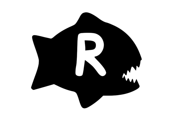 Piranha Fish with Playful Mono R: Graphics for Crafts
